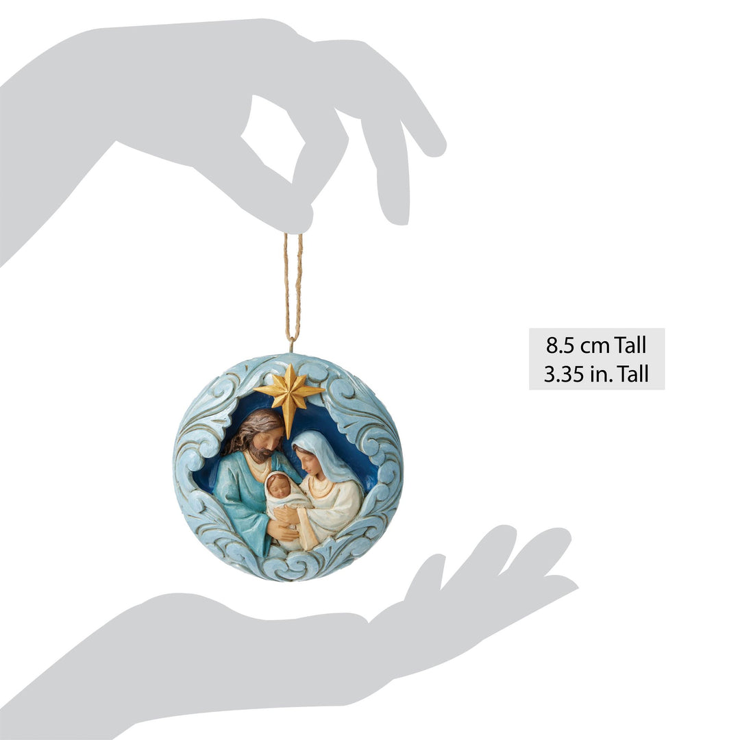 Blue and Gold Holy Family Hanging Ornament
