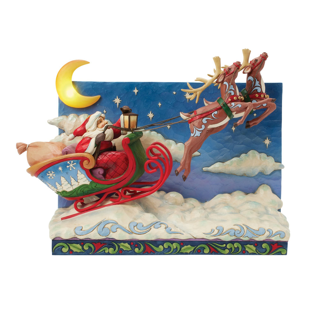 St. Nicholas is on His Way (Musical LED Santa Sleigh with Reindeer) - Heartwood Creek by Jim Shore