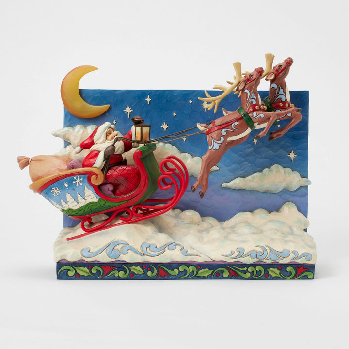 St. Nicholas is on His Way (Musical LED Santa Sleigh with Reindeer) - Heartwood Creek by Jim Shore