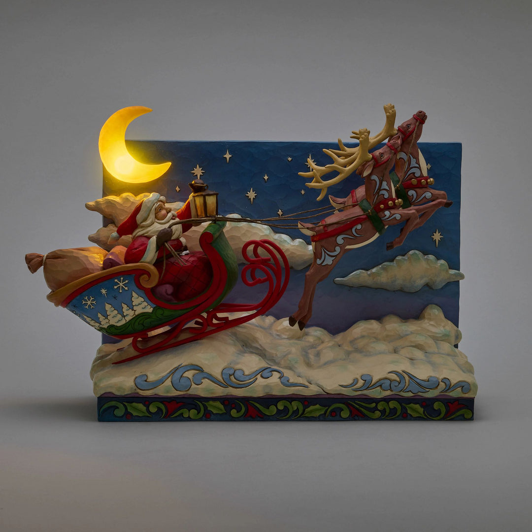 St. Nicholas is on His Way (Musical LED Santa Sleigh with Reindeer) - Heartwood Creek by Jim Shore