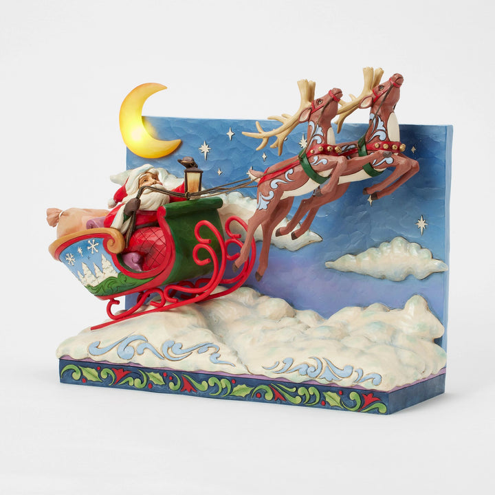 St. Nicholas is on His Way (Musical LED Santa Sleigh with Reindeer) - Heartwood Creek by Jim Shore