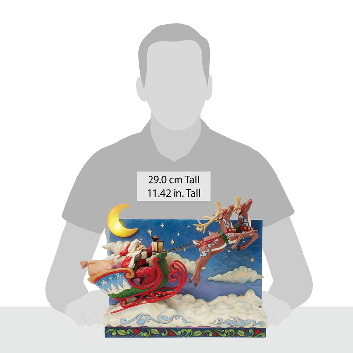 St. Nicholas is on His Way (Musical LED Santa Sleigh with Reindeer) - Heartwood Creek by Jim Shore