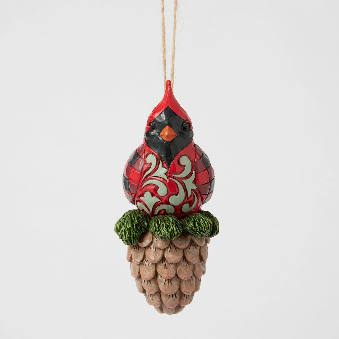Cardinal on a Pinecone Hanging Ornament