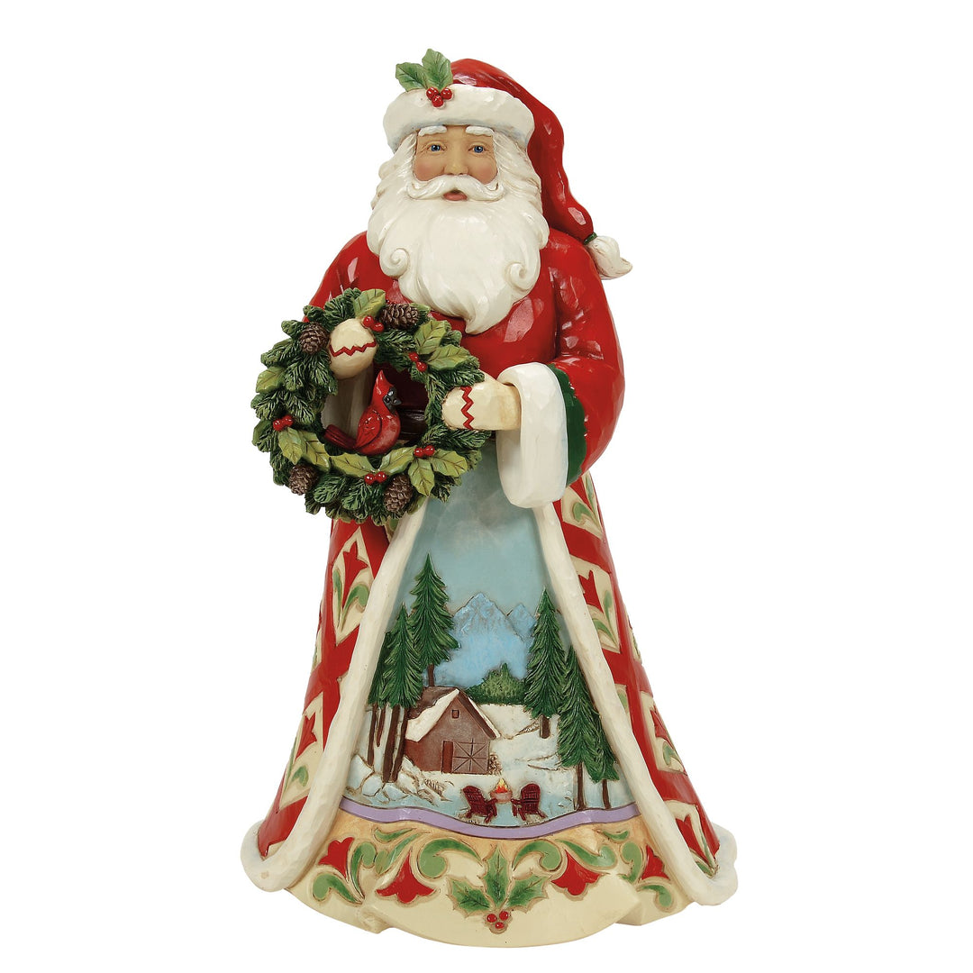 Christmas's Peaceful Retreat (Lodge Santa with Wreath & Scene) - Heartwood Creek by Jim Shore