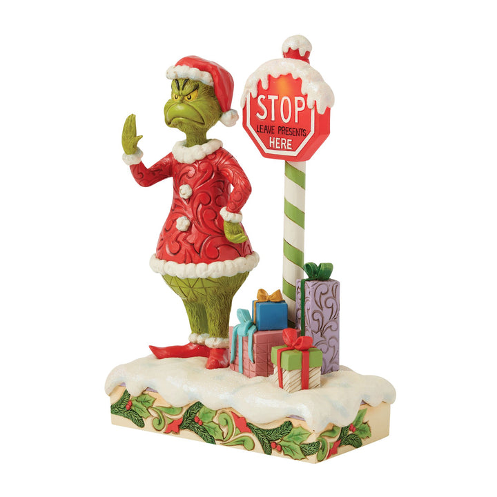 The Grinch with Flashing Stop Sign Figurine