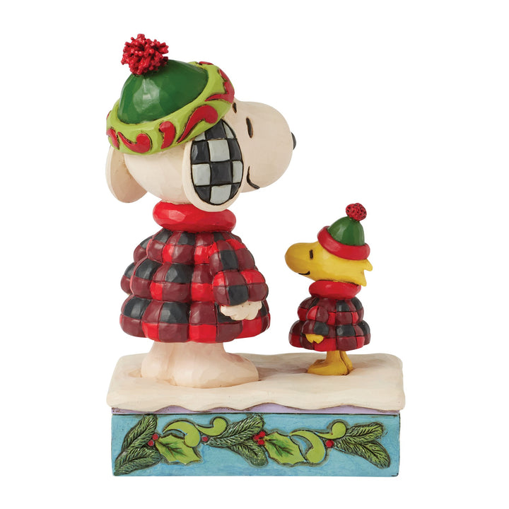 Cozy Companies (Snoopy & Woodstock in Plaid Puffer Jackets) - Peanuts by Jim Shore