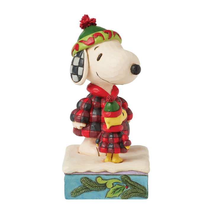 Cozy Companies (Snoopy & Woodstock in Plaid Puffer Jackets) - Peanuts by Jim Shore
