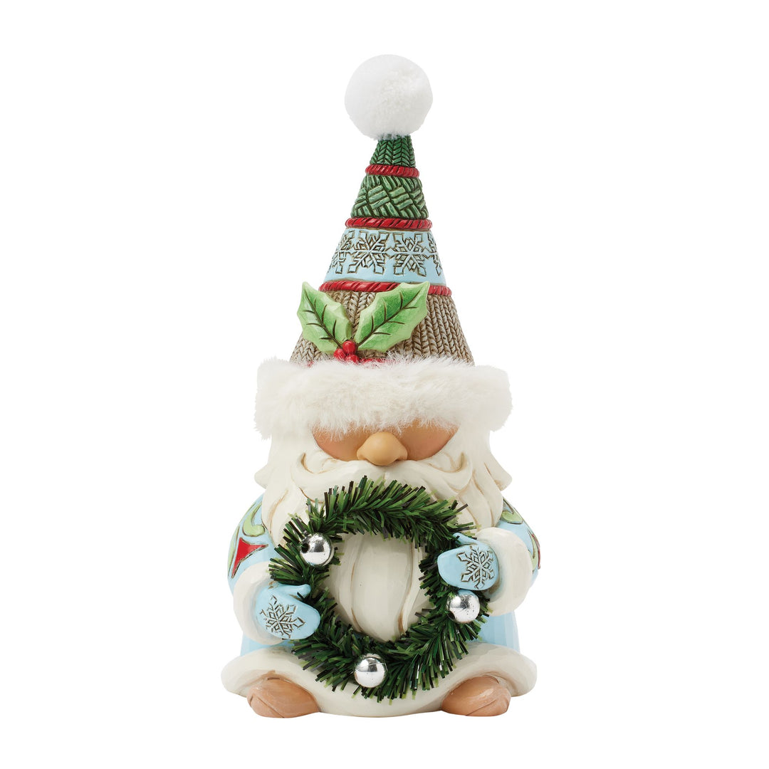 Wreathed in Holiday Joy (Gnome with Wreath & Fur Trimmed Hat)