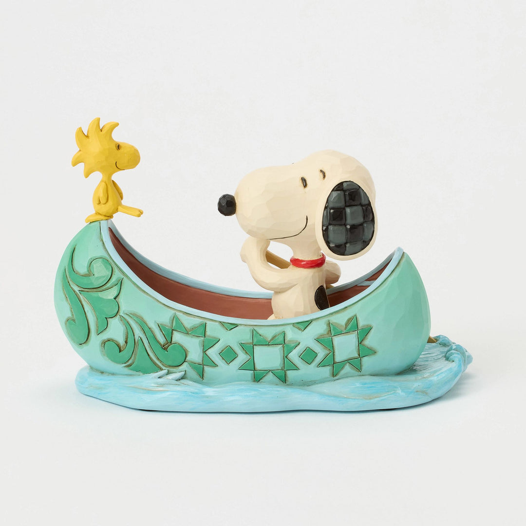 Snoopy and Woodstock in a Canoe