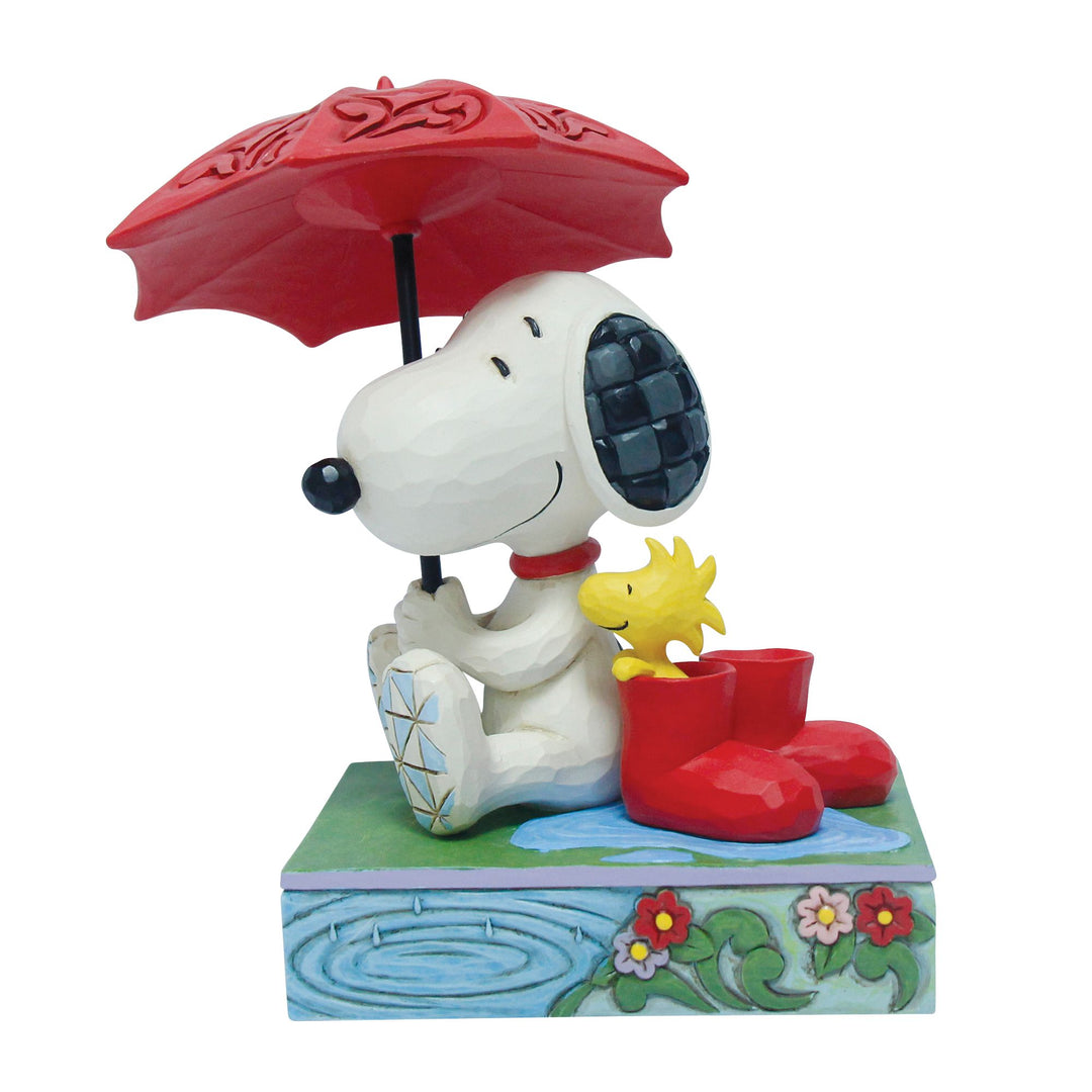 Snoopy and Woodstock under an Umbrella