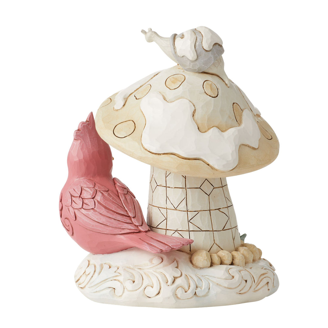 Woodland Mushroom House with Cardinal Figurine - Heartwood Creek by Jim Shore