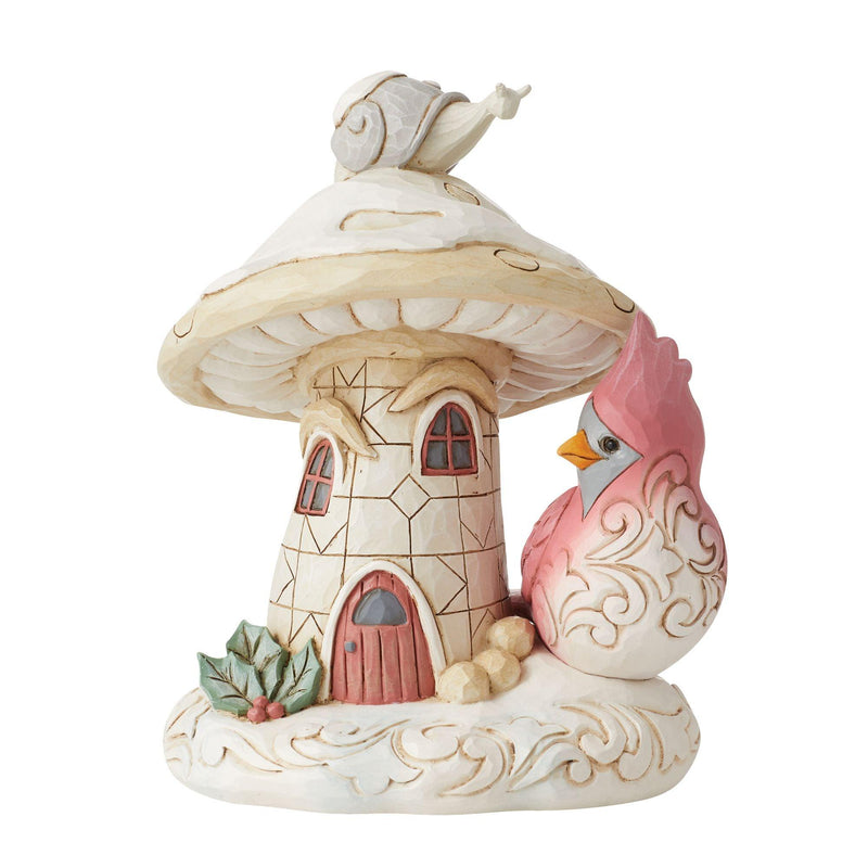 Woodland Mushroom House with Cardinal Figurine - Heartwood Creek by Jim Shore - Jim Shore Designs UK