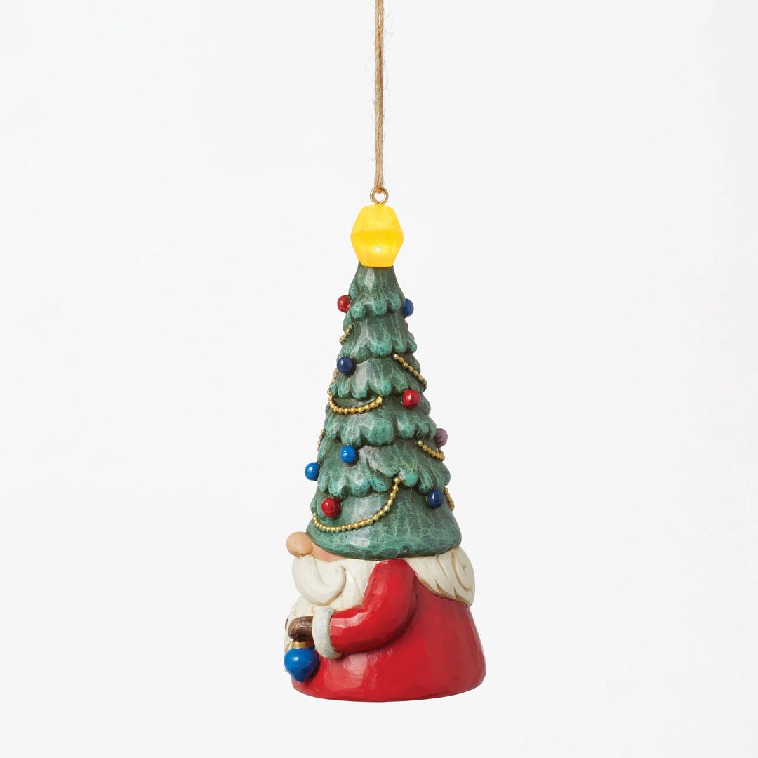 Gnome with LED Christmas Hat Hanging Ornament - Heartwood Creek Jim Shore