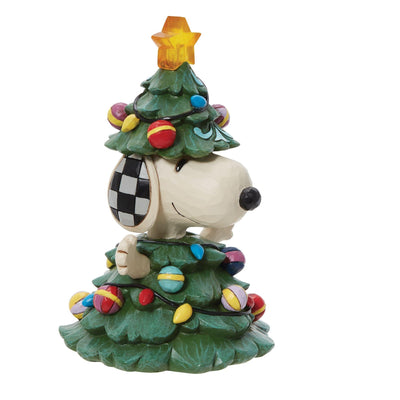 All Lit up| (Snoopy Dressed as a Christmas Tree Figurine) - Peanuts by Jim Shore - Jim Shore Designs UK