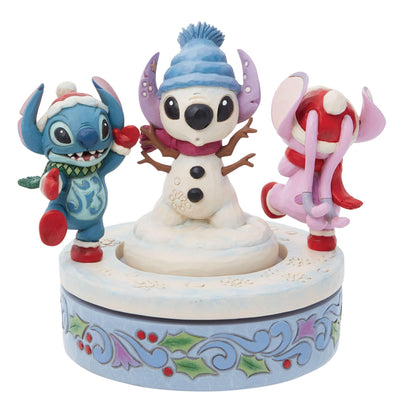 Snowy Shenanigans (Stitch & Angel Rotating Figurine) - Disney Traditions by JimShore - Jim Shore Designs UK