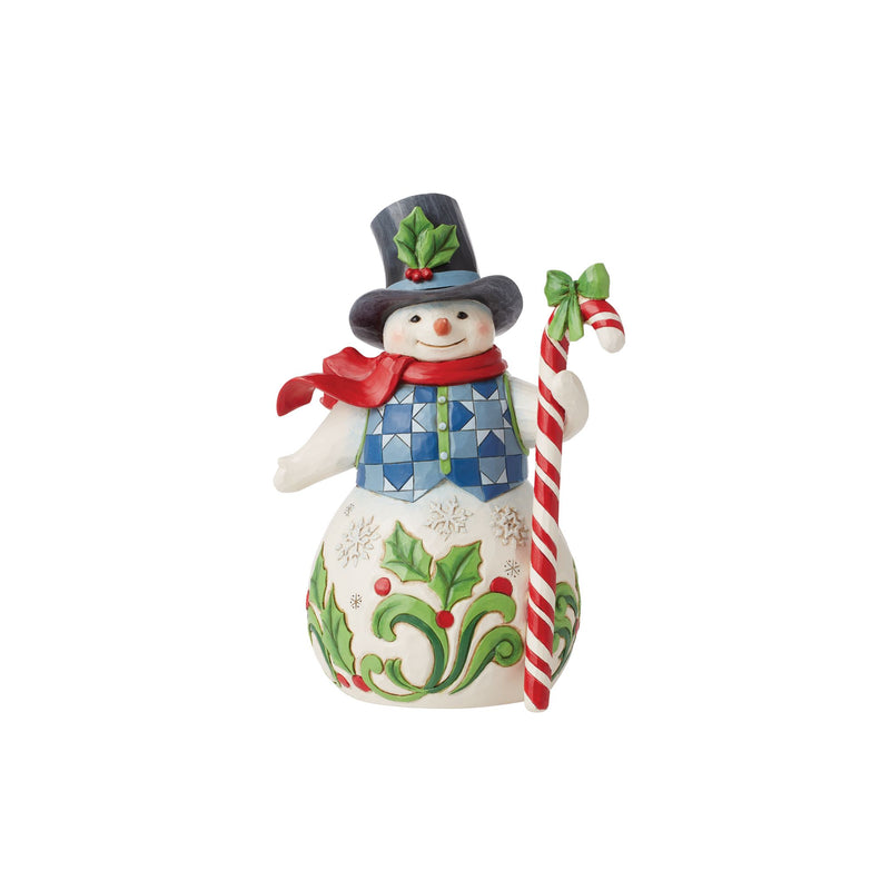 Sweet Christmas Wishes (Snowman with Candy Cane Figurine) - Heartwood Creek by Jim Shore