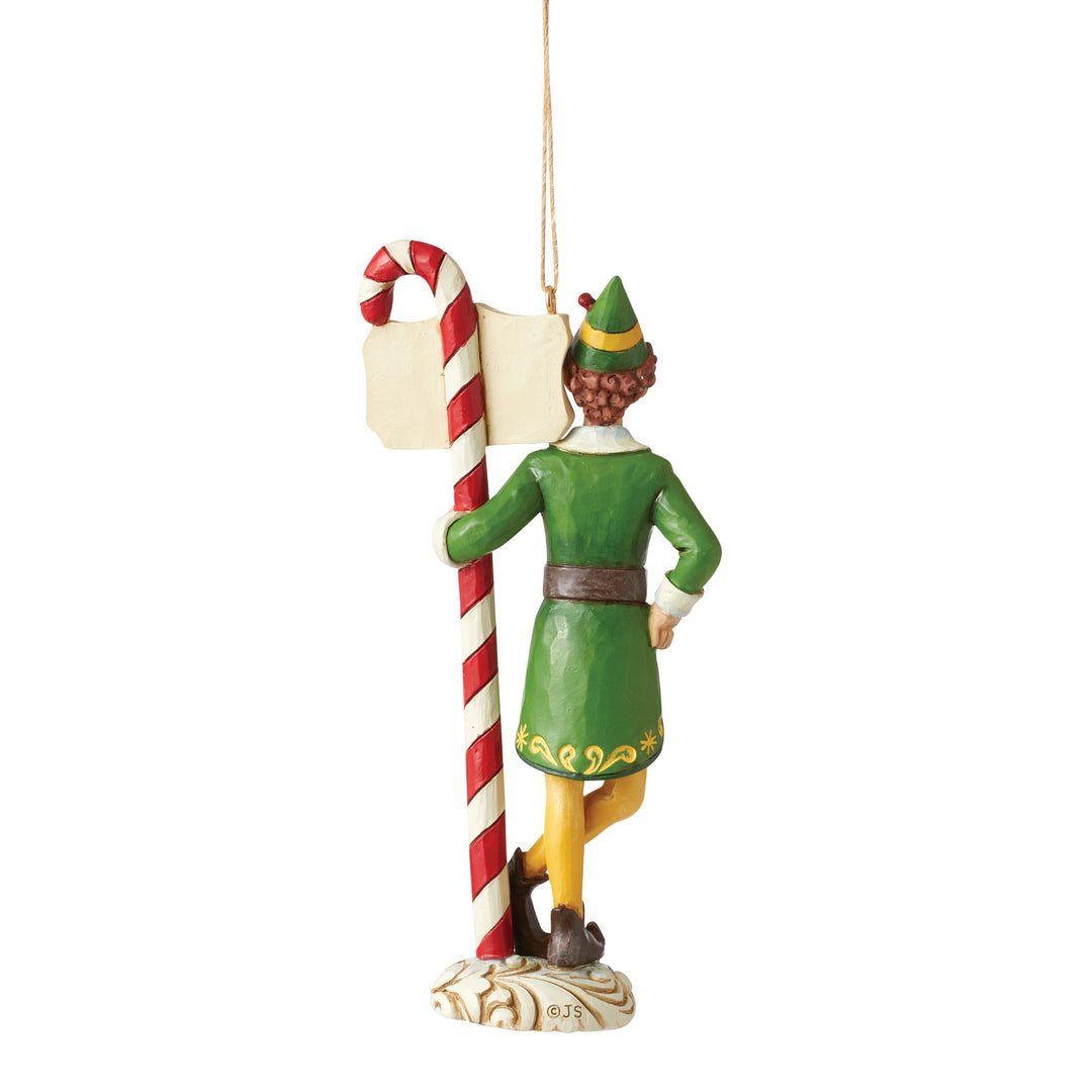 Buddy Elf with Candy Cane Forest Signpost Hanging Ornament - Elf by Jim Shore