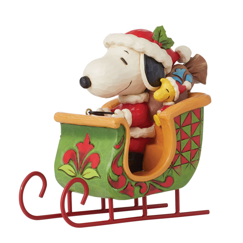 One Dog Open Sleigh (Snoopy & Woodstock in a Sleigh) - Peanuts by Jim Shore