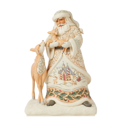 Believe in Kindness (White Woodland Santa with Fawn ad Deer Figurine) - Heartwood Creek by Jim Shore