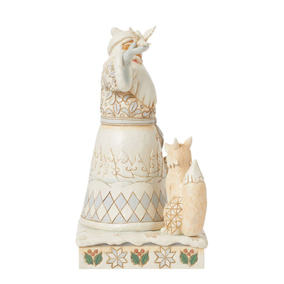 The Best Gift Is Each Other (White Woodland Santa with Doves and Lantern Figurine) - Heartwood Creek by Jim Shore