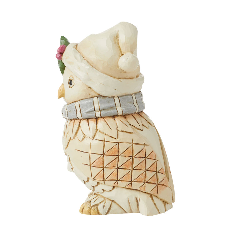 White Woodland Owl with Scarf Figurine - Heartwood Creek by Jim Shore