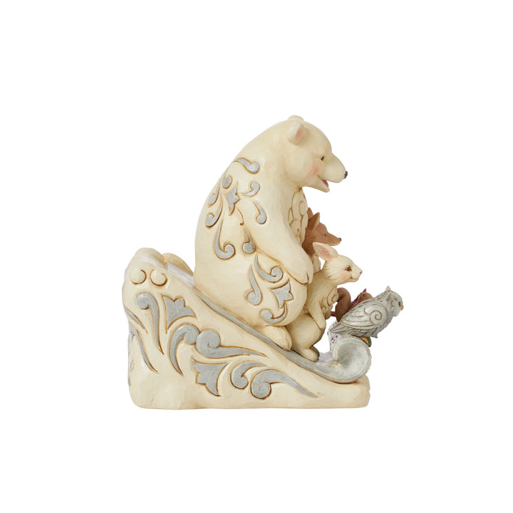 Snowbuddies (White Woodland Animals on Toboggan Figurine) - Heartwood Creek by Jim Shore