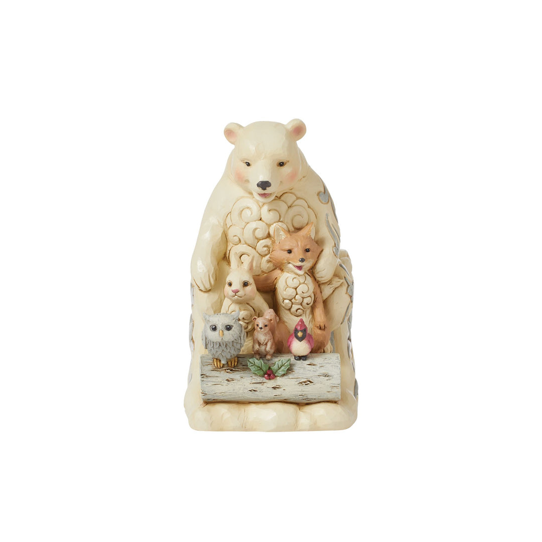 Snowbuddies (White Woodland Animals on Toboggan Figurine) - Heartwood Creek by Jim Shore