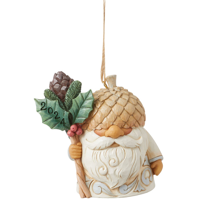 White Woodland 2024 Gnome Hanging Ornament