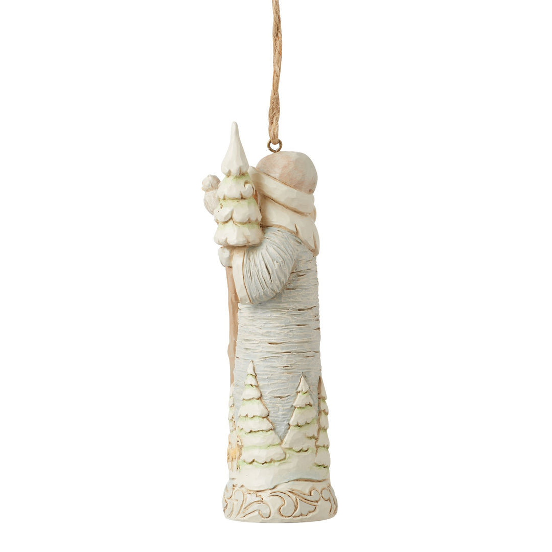 White Woodland Birch Bark Santa Hanging Ornament - Heartwood Creek by Jim Shore