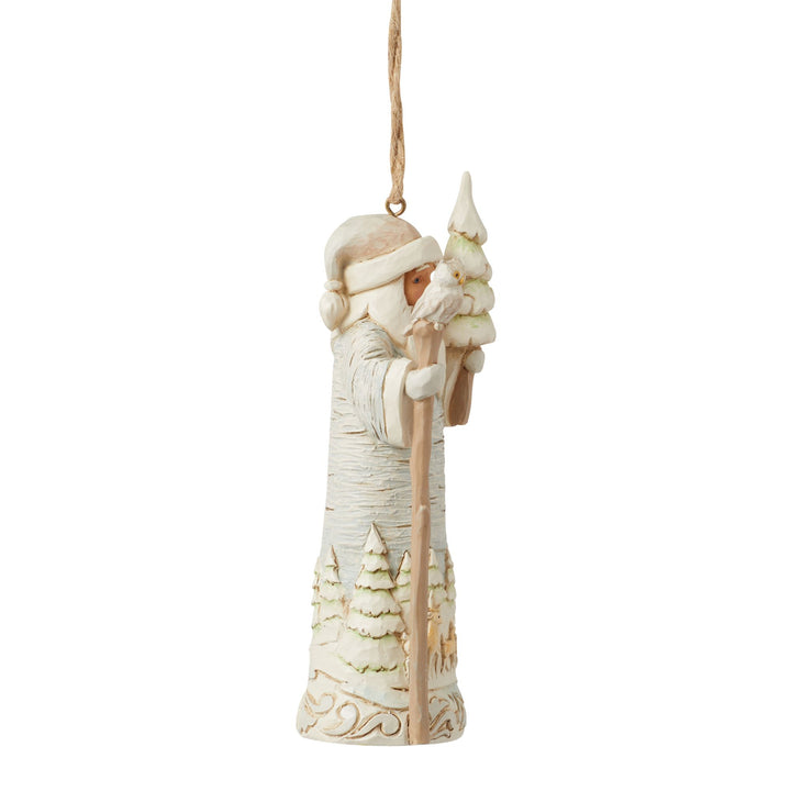 White Woodland Birch Bark Santa Hanging Ornament - Heartwood Creek by Jim Shore