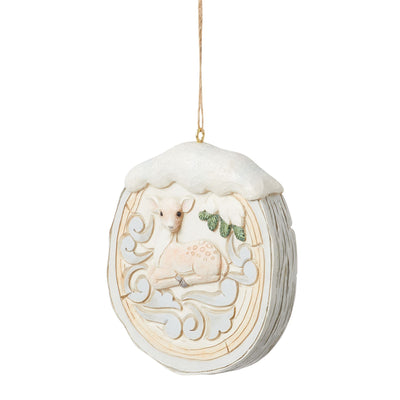 White Woodland Birch Fawn Scene Hanging Ornament - Heartwood Creek by Jim Shore