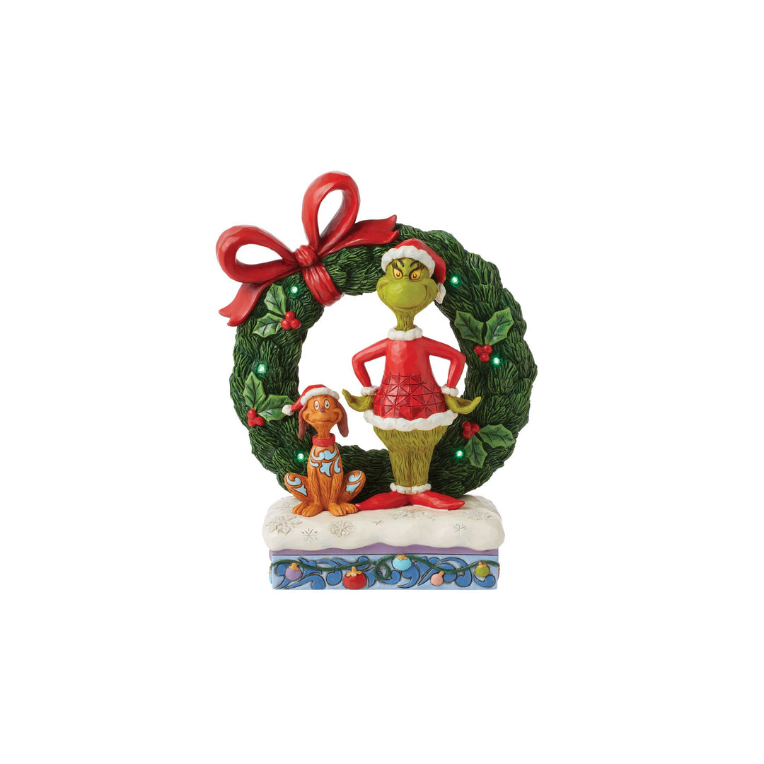 Grinch & Max Light-Up Wreath - The Grinch by Jim Shore