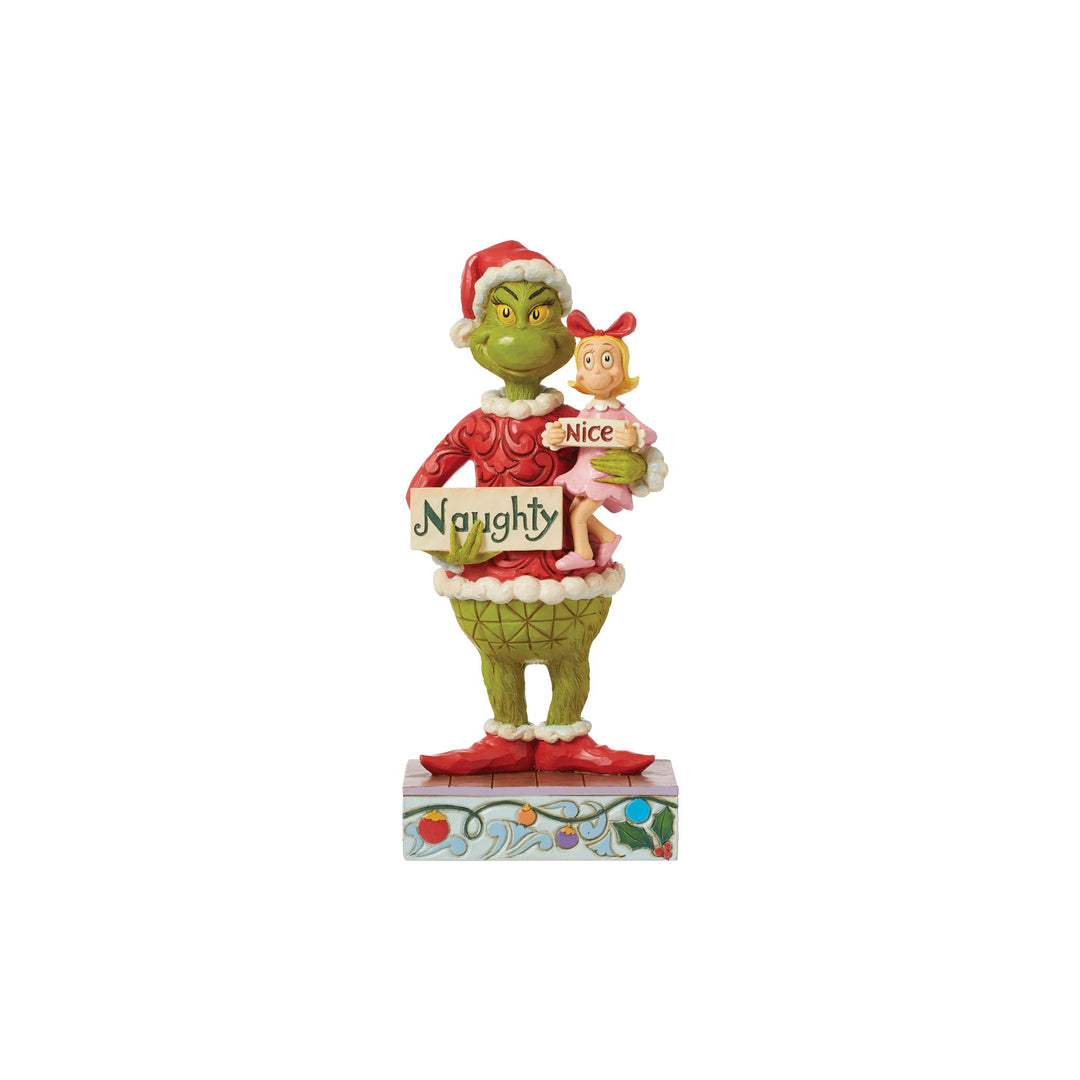 Grinch and Cindy-Lou with Naughty / Nice Sign Figurine - The Grinch by Jim Shore