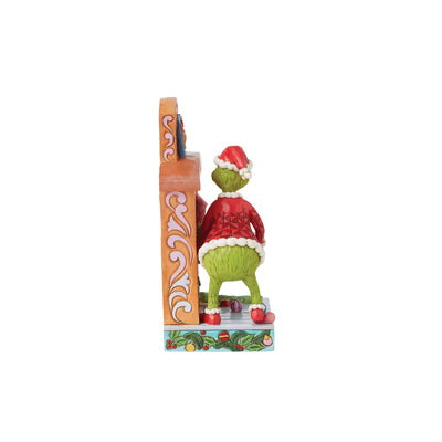 Grinch Pushing Christmas Tree up Fireplace Figurine - The Grinch by Jim Shore