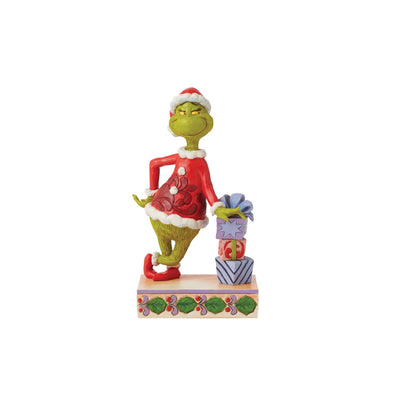 Grinch Leaning on Stacked Gifts Figurine - The Grinch by Jim Shore