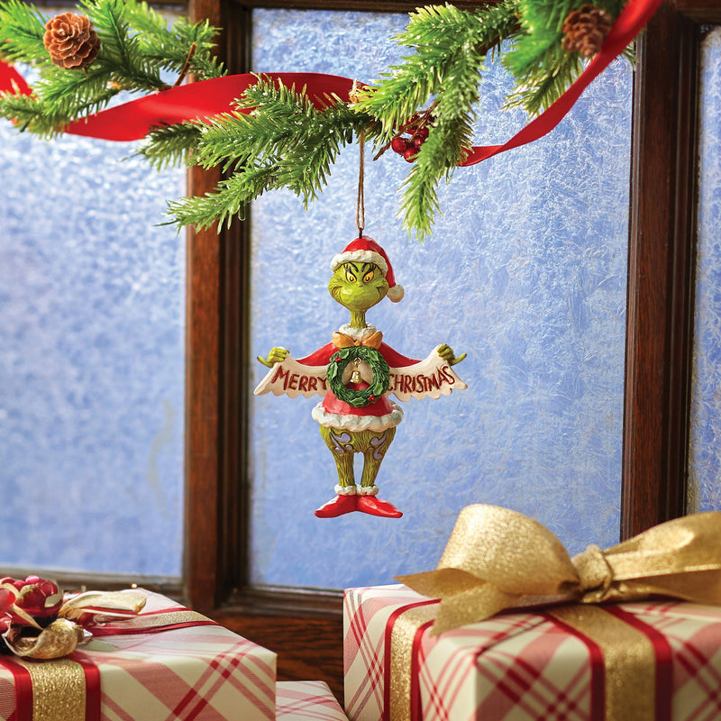 The Grinch with Christmas Banner Hanging Ornament - The Grinch by Jim Shore
