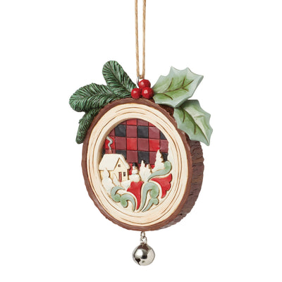 Woodslice Christmas Scene Hanging Ornament - Heartwood Creek by Jim Shore