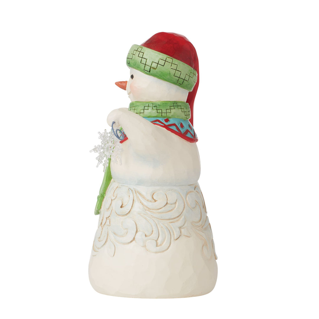 Snow Wonder (Snowman with Snowflake Garland Figurine) - Heartwood Creek by Jim Shore