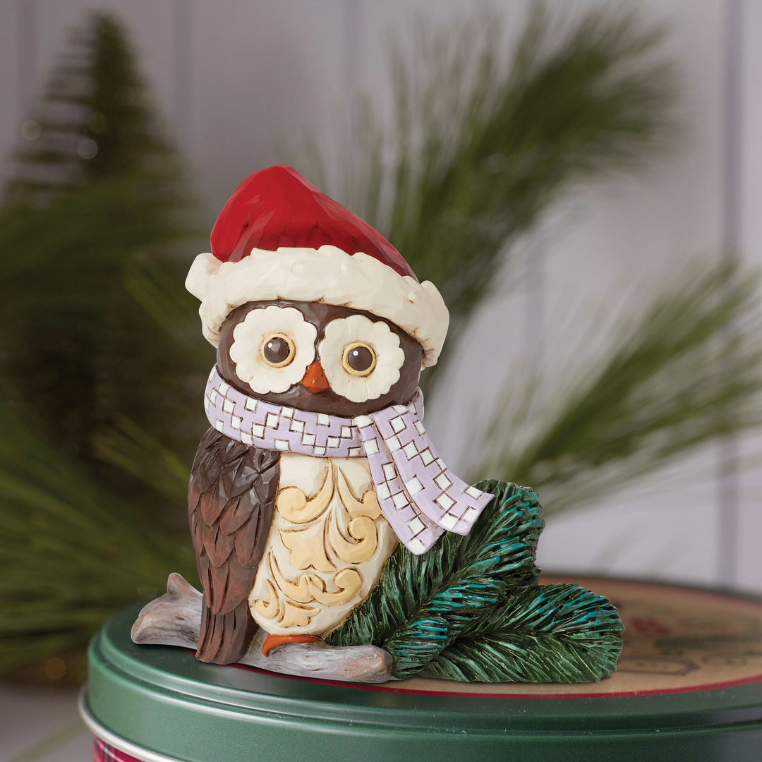 Christms Owl with santa Hat Mini - Heartwood Creek by Jim Shore