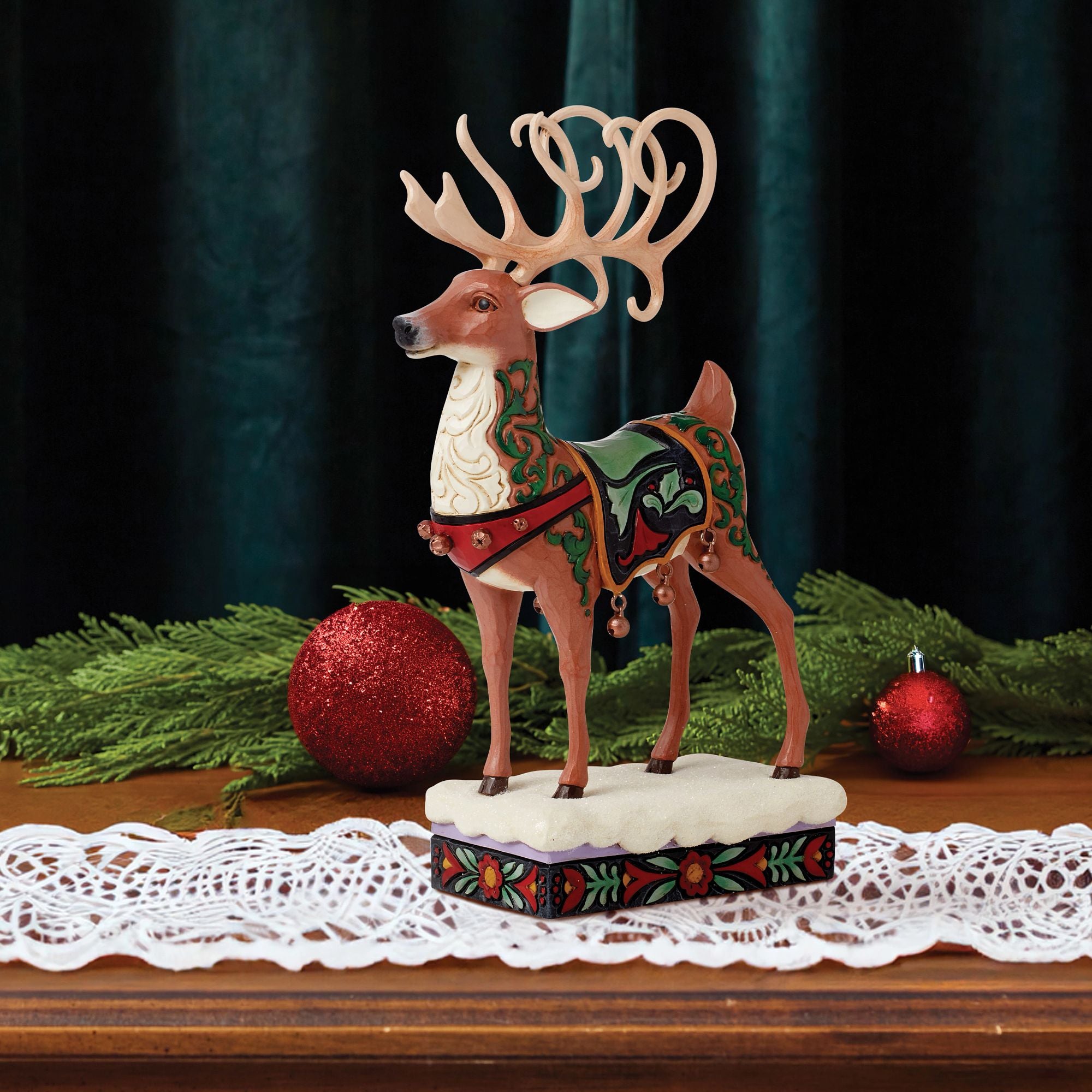 Jim Shore Hallmark Exclusive 2021 Santa & Reindeer Figurine ~ A Year So popular Deer