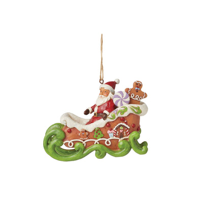 Gingerbread Santa in Sleigh Hanging Ornament - Heartwood Creek by Jim Shore
