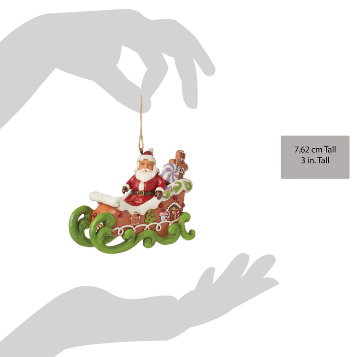 Gingerbread Santa in Sleigh Hanging Ornament - Heartwood Creek by Jim Shore