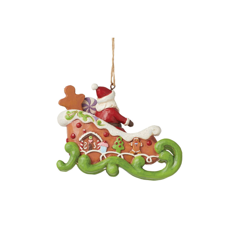 Gingerbread Santa in Sleigh Hanging Ornament - Heartwood Creek by Jim Shore