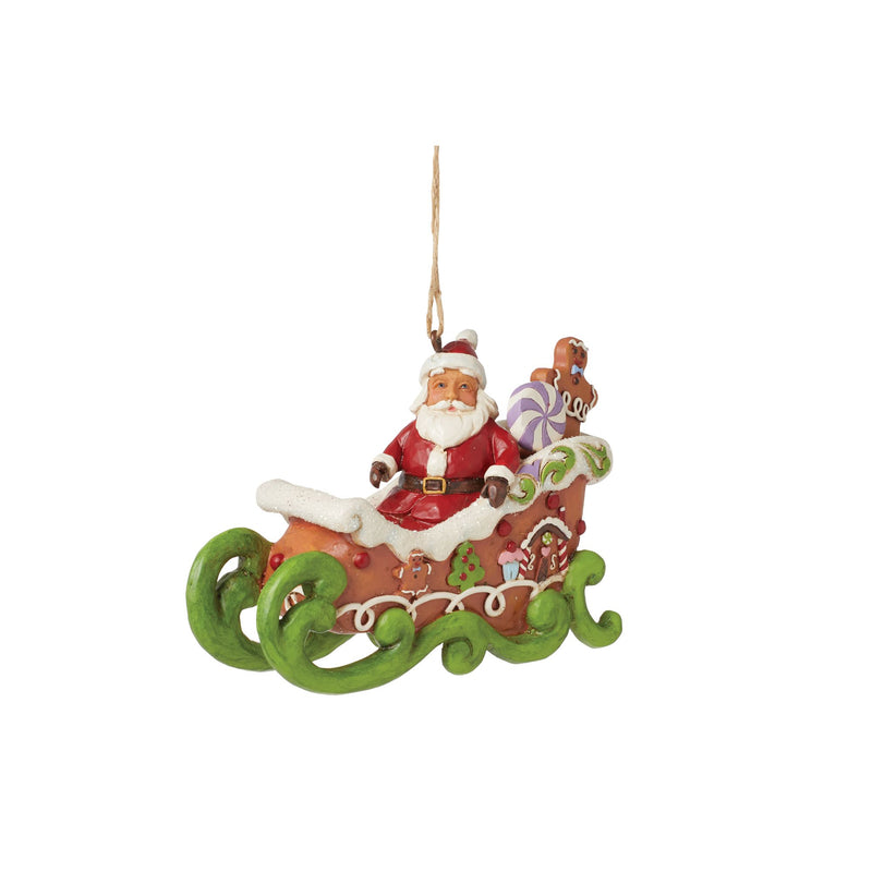 Gingerbread Santa in Sleigh Hanging Ornament - Heartwood Creek by Jim Shore
