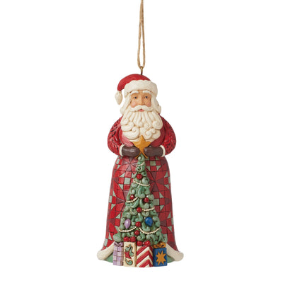 Santa with Tree on Coat Hanging Ornament - Heartwood Creek by Jim Shore