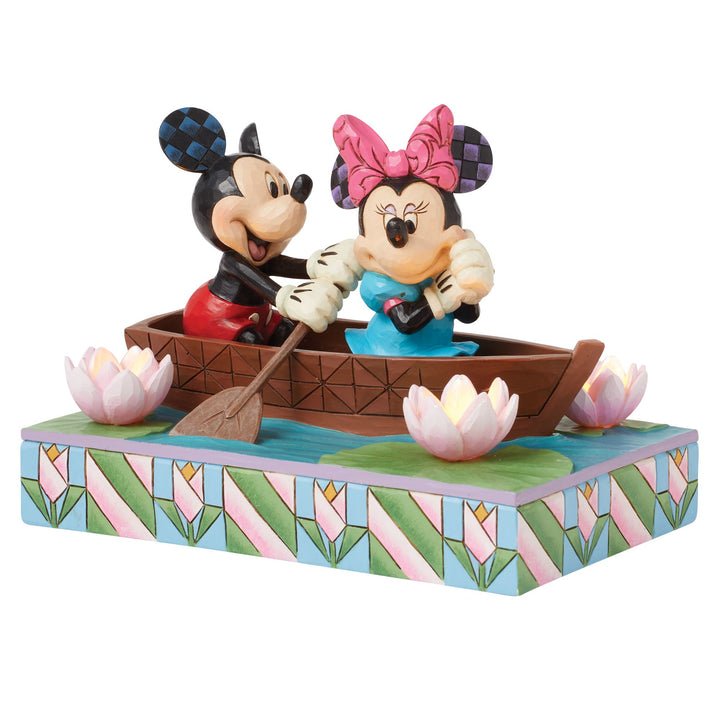 Row-mance is in the Air (Mickey & Minnie in a Rowboat Light-up Figurine) - Disney Traditions by Jim Shore