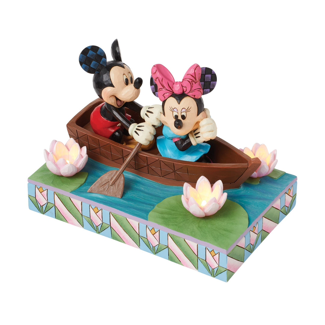 Row-mance is in the Air (Mickey & Minnie in a Rowboat Light-up Figurine) - Disney Traditions by Jim Shore