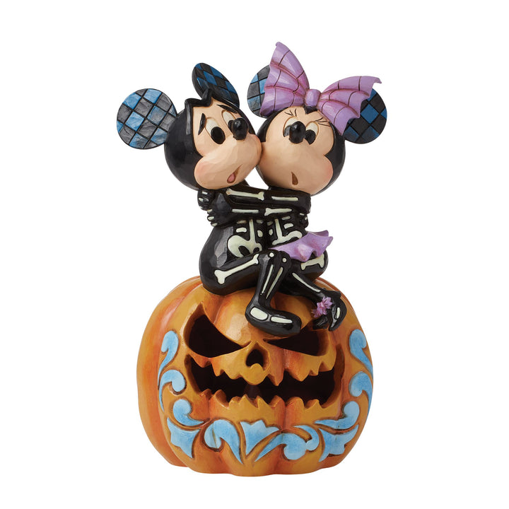 Spine-tingling Sweethearts (Mickey & Minnie LED Pumpkin) - Disney Traditions byJim Shore