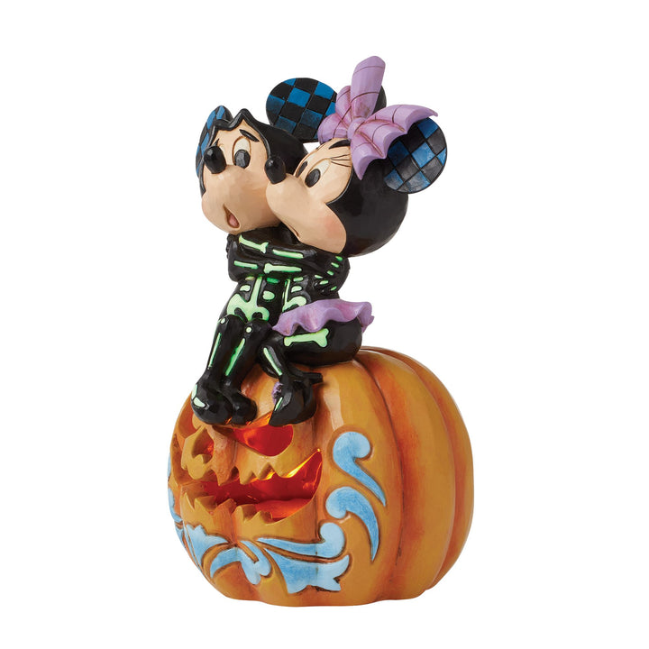 Spine-tingling Sweethearts (Mickey & Minnie LED Pumpkin) - Disney Traditions byJim Shore