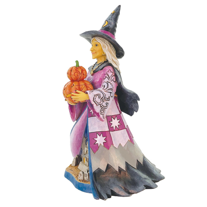 Spellbinding Smiles (Good Witch with LED Pumpkin) - Heartwood Creek by Jim Shore